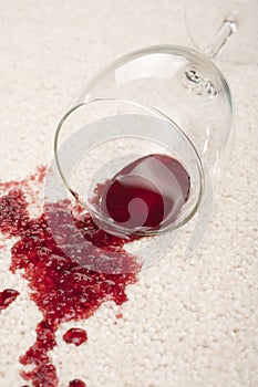 Spilled Red Wine and Glass on Carpet Insurance Claim Accident