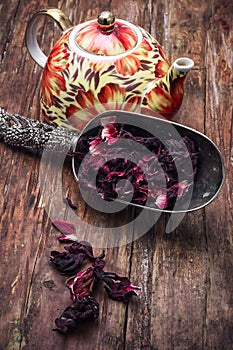 Spilled tea on wooden surface