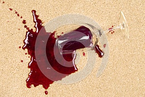 Spilled wine on carpet