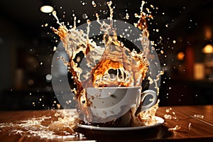 Spilling Splashing coffee. Generate Ai