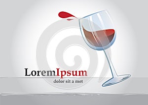 Spilling wine glass with text