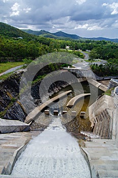 The spillway at Lake Wivenhoe dam, Queensland in use