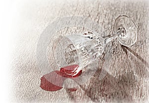 Spilt wine from a glass