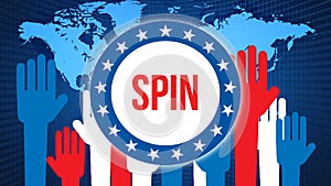 Spin election on a World background, 3D rendering. World country map as political background concept. Voting, Freedom Democracy,