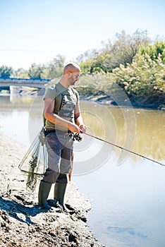 Spin fishing on a river