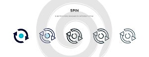 Spin icon in different style vector illustration. two colored and black spin vector icons designed in filled, outline, line and