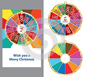 Spin lucky wheel Merry Christmas card