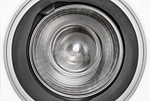 Spin motion of internal view of a washing machine during wash