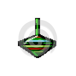 spin spinning top toy game pixel art vector illustration