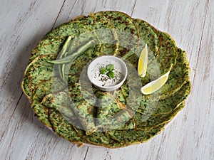 Spinach Adai - Indian green pancakes. Ramadan food