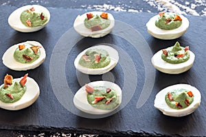 Spinach and bacon deviled eggs