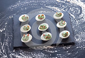 Spinach and bacon deviled eggs