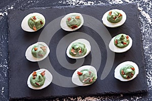 Spinach and bacon deviled eggs