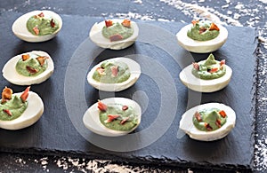 Spinach and bacon deviled eggs