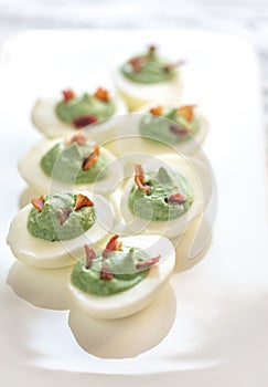 Spinach and bacon deviled eggs