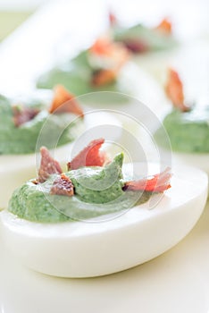 Spinach and bacon deviled eggs
