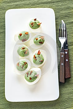 Spinach and bacon deviled eggs