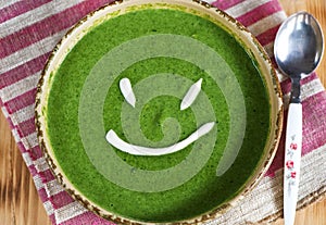 Spinach cream soup smile