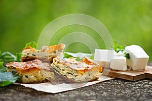 Spinach and feta pie in filo pastry