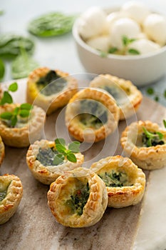 Spinach mini quiches freshly baked