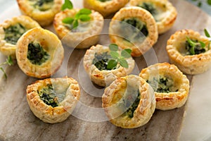 Spinach mini quiches freshly baked