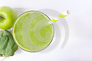 Spinach mix apple smoothie green juice beverage healthy the taste yummy.