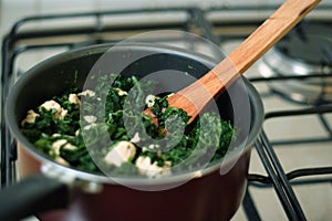 Spinach mixing