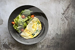 Spinach Omelete and Healthy Green Salad