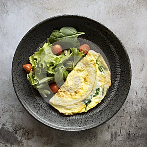 Spinach Omelete and Healthy Green Salad