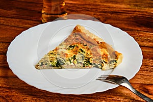 Spinach pie on plate