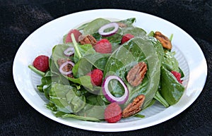 Spinach Salad on White Plate