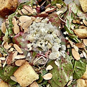 Spinach Salad with Almonds and Gorgonzola