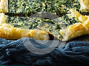 Spinach savory quiche with cream cheese