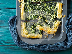 Spinach savory quiche with cream cheese