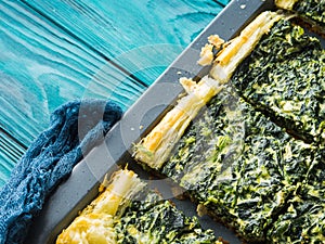 Spinach savory quiche with cream cheese