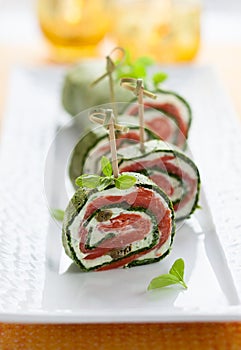 Spinach and Smoked Salmon Roll