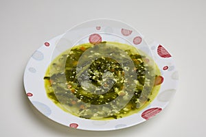 spinach soup in a plate