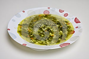 spinach soup in a plate