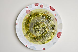 spinach soup in a plate