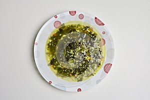 spinach soup in a plate