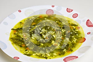 spinach soup in a plate