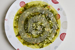 spinach soup in a plate