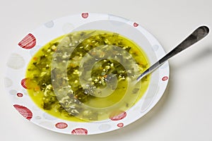 spinach soup in a plate