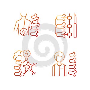 Spinal column disorders gradient linear vector icons set