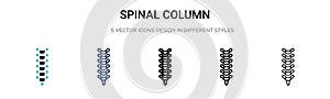 Spinal column icon in filled, thin line, outline and stroke style. Vector illustration of two colored and black spinal column