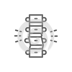 Spinal deformation, rachiocampsis, backbone line icon.