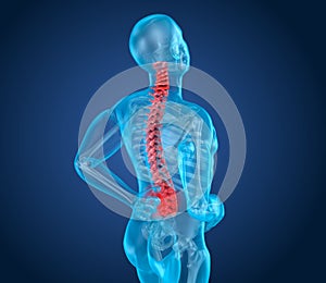Spinal pain Attack, man suffering from spinal pain