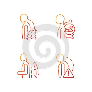 Spinal problems gradient linear vector icons set