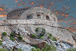 Spinalonga fortress, Gulf of Elounda, Crete island, Greece