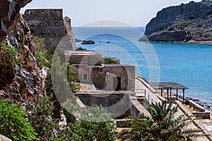 Spinalonga island architecture in Elounda bay of Crete island in Greece